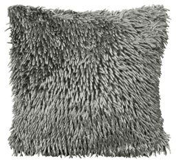 Shaggy Chenille Cushion - 43cm x 43cm Grey Silver