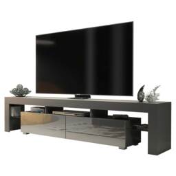 TV Unit TV Stand Grey High Gloss Media Console Sideboard Storage Cabinet 200cm