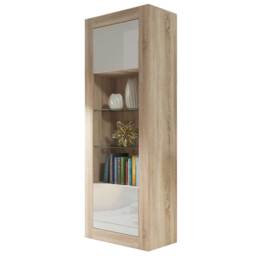 Display Cabinet Bookcase Bookshelf Storage Cabinet Glass Display Unit Oak White High Gloss 170cm