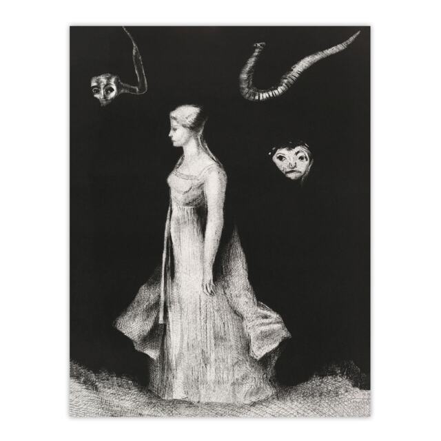 Haunting Ghostly Female Figure Redon Vintage Huge Wall Art Print 18X24 In