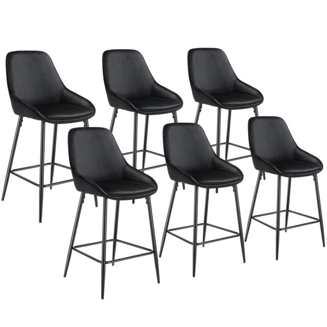 Bar Stool Siera with backrest, padding and soft fabric Black Velvet look black/black 54 x 49 x 100 cm 6