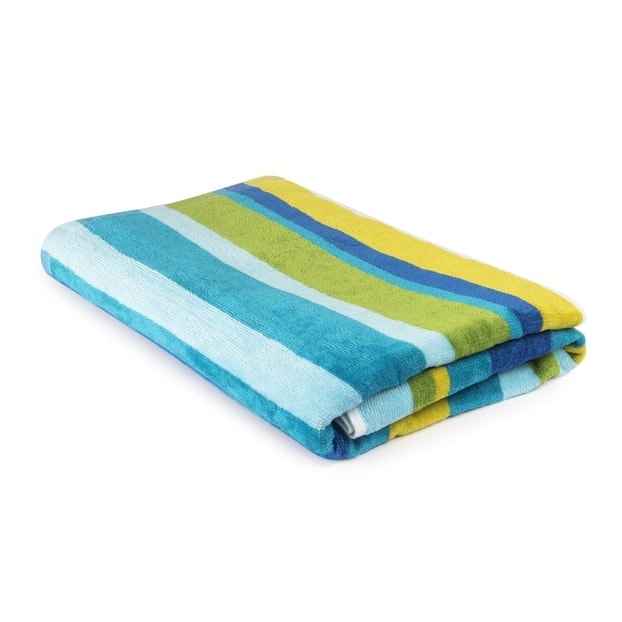 Velour Stripe Beach Towel - Blue