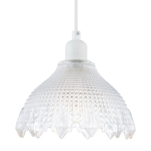 Classic Ornate Round Clear Glass Pendant Shade with Moulded Design