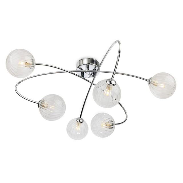 Atom 6 Light Flush Ceiling Fitting Chrome with Clear Decorative Glass 6xG9