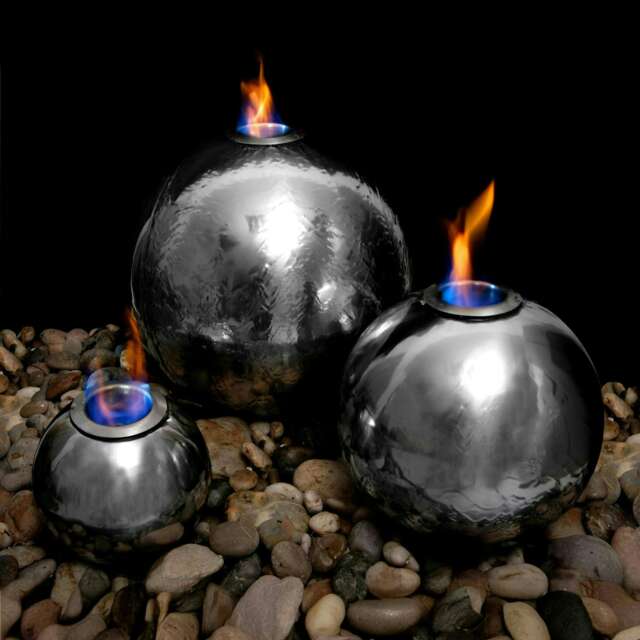 Primrose Magma Triple Sphere Stainless Steel Fire & Water Feature & Reservoir