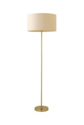 ValueLights Maeve Brushed Gold Floor Lamp Cream Shade and Bulb