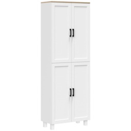 HOMCOM Freestanding Kitchen Cupboard, 4-Door Storage Cabinet with Adjustable Shelves, Modern Kitchen Pantry for Dining Room, 170cm, White