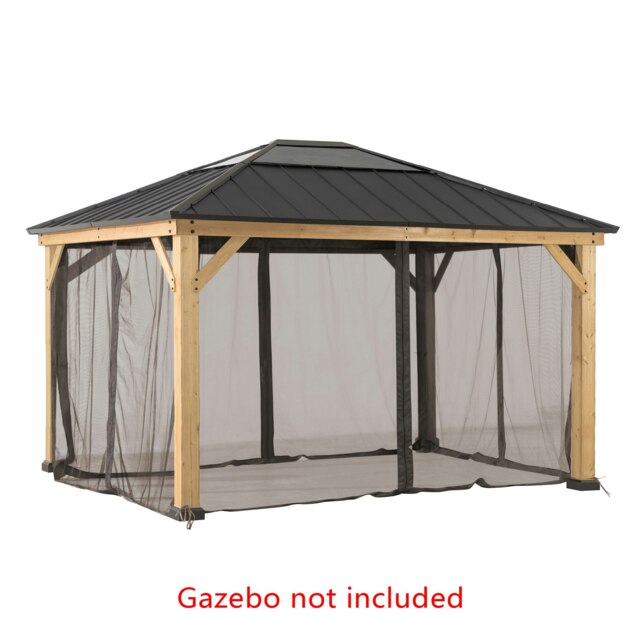 Sunjoy Accessory Netting for Cedar Wooden Gazebo- 3.9m x 4.5m, Khaki（Gazebo Not Included）