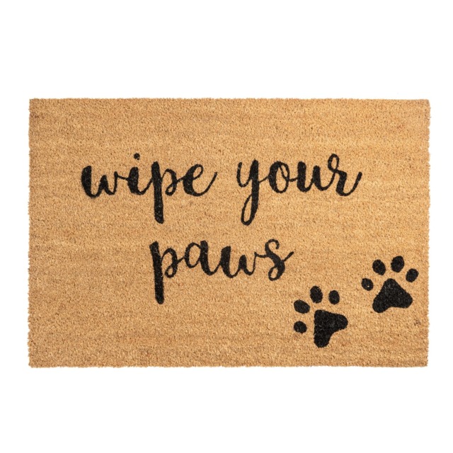 Nicola Spring Coir Door Mat - 90 x 60cm - Paws - Indoor Outdoor Floor Mat Dirt Trapper Rug Non Slip Backing Doormat