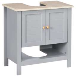 kleankin Under Sink Cabinet, Bathroom Vanity Unit, Pedestal Under Sink Design, Storage Cupboard with Adjustable Shelf, Grey Grey Grey