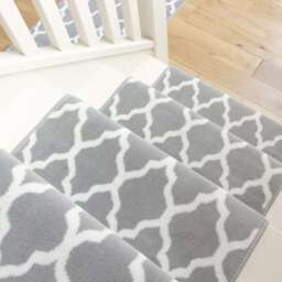 KUKOON Grey Trellis Cut to Measure Stair Carpet Runner Rug 60cm Wide 60cm x 1050cm