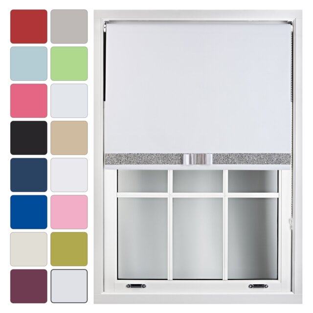 FURNISHED Blackout Roller Blind with Silver Glitter Trim and Green Bow Cut to Size White White 2 (W) 180cm x (L) 210cm