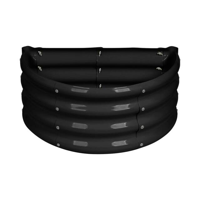 Harbour Housewares Raised Garden Bed - Anthracite Semi-Circle Bottomless Galvanised Steel Metal Planter Box 60 x 30cm