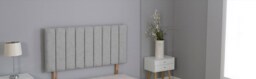 "Silver Linen 9 Panel Headboard Silver 2FT6 Small Single 26""inch Headboard"