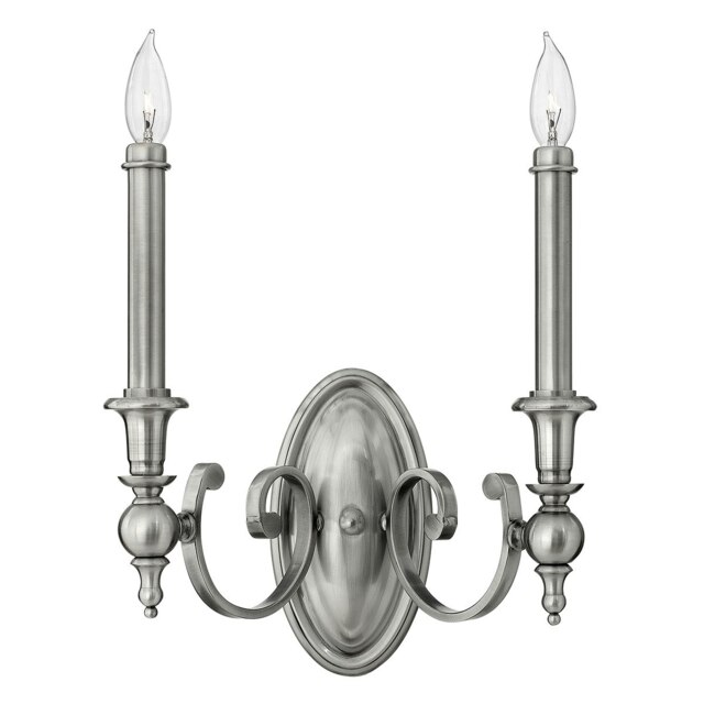 Yorktown 2 Light Indoor Candle Wall Light Antique Nickel, E14