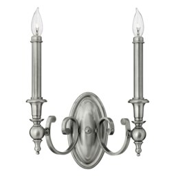 Yorktown 2 Light Indoor Candle Wall Light Antique Nickel, E14
