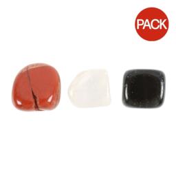 Something Different Protection & Grounding Healing Tumbled Stone (Pack of 3) - Red/Black/Clear - One Size
