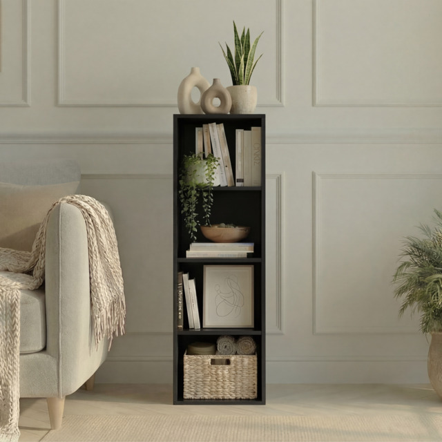 Vida Designs Oxford 4 Tier Cube Bookcase Display Storage, Black