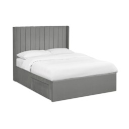 Coral Steel Grey Dual Storage Door King Bed - King (150cm)
