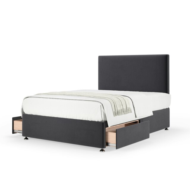 Ortho Classic Orthopaedic Graphite Plush Velvet 2 Drawer Divan Set And Valencia Headboard Double
