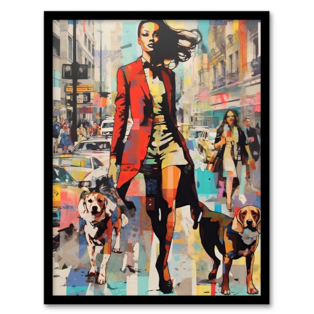 Autumn City Fashion Advert Acrylic Woman Black Framed Wall Art Print A4