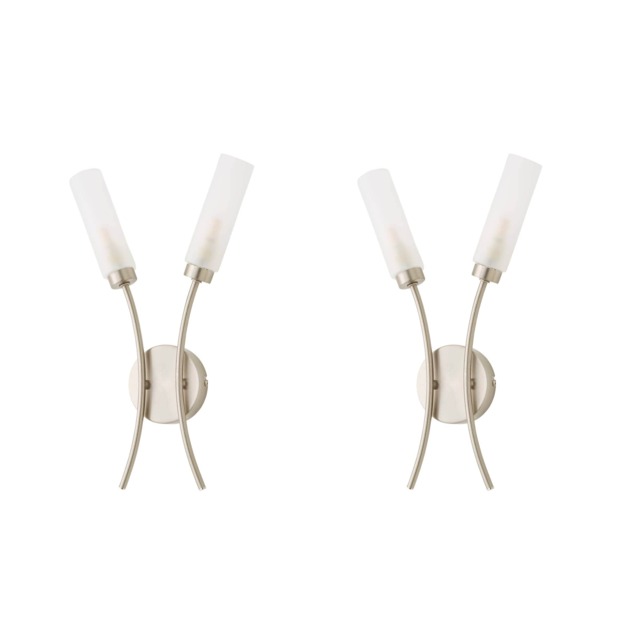 ValueLights Maya Pair Brushed Chrome 2 Arm Wall Light Chrome