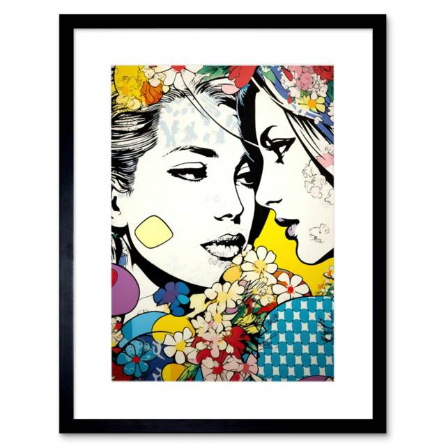 "Soulmates Love of a Woman Gay LGBTQ Spring Flower Lesbian 9x7"" Black Framed Wall Art Print"