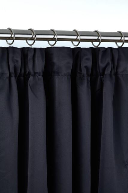 Essential Woven Thermal Blackout Pencil Pleat Curtains 116cm x 137cm Black Black Black