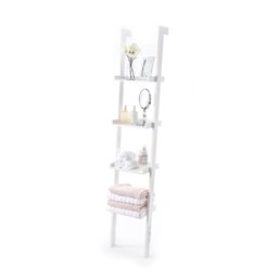 Sennen Wooden 4 tier Ladder Shelf / Leaning Bookcase White