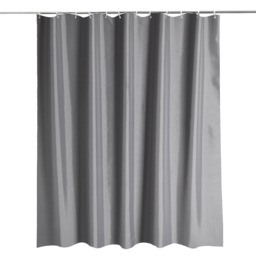 Grey Polyester Fabric Shower Curtain with 12 Hooks - 180x200cm
