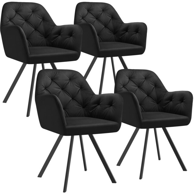 Armchair Lucia - padded, quilted pattern, 180 degree swivel chair Black black 4