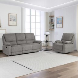 Sydney 1+3 Seater Fabric Manual Recliner Sofa Set (Grey) Grey Grey Four Seater