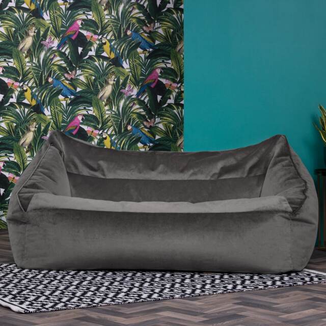 Cecilia Bean Bag Sofa Charcoal Grey Giant Velvet Bean Bag Chair Grey Charcoal Grey XL 1