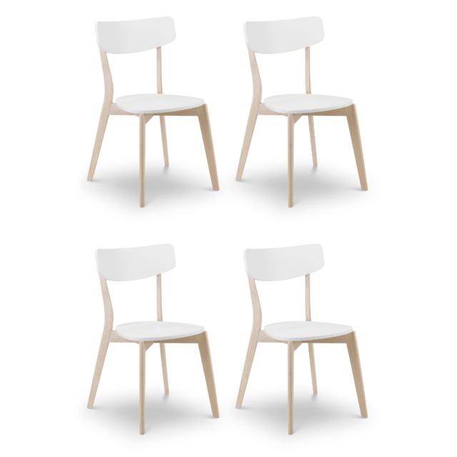 Portland Premium White and Oak Dining Chairs - Set of 4