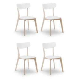 Portland Premium White and Oak Dining Chairs - Set of 4