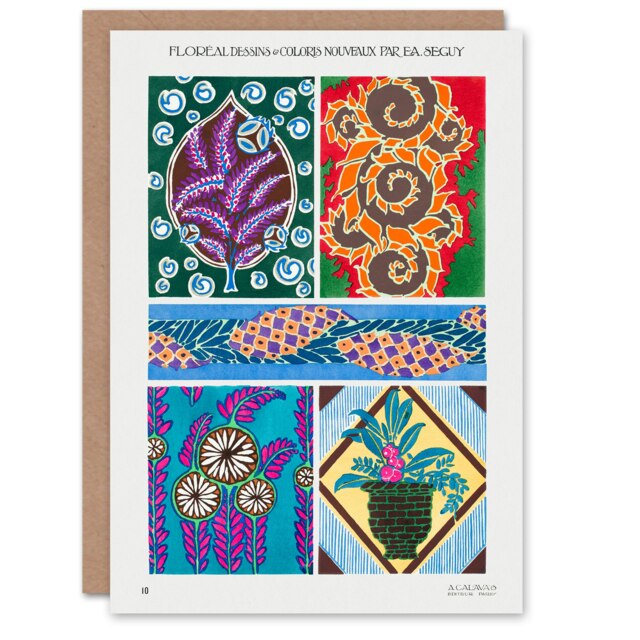 Eugene Seguy Art Card Colourful Vintage Floral Designs