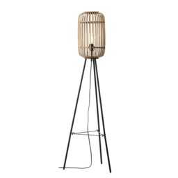 Mathias Base & Shade Floor Lamp, Natural Bamboo, Plywood, Matt Black Paint
