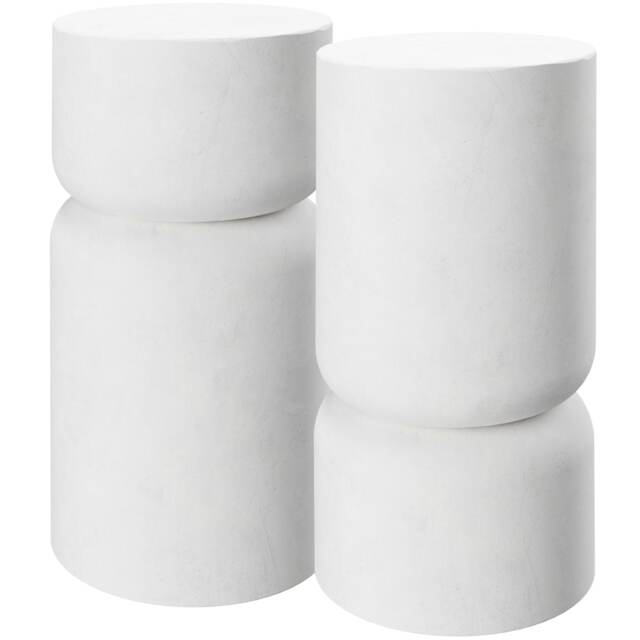 Bedside Nightstand Amine Set of 2 - weatherproof side tables, 15 kg capacity White