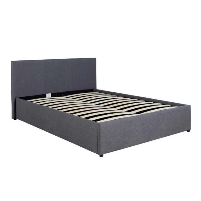 Ottoman End Lift Storage Bed Double Hopsack Fabric Bed Frame Gas Lift Furniture