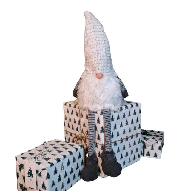 79cm Battery Operated Christmas Gonk with Dangly Legs Decoration in Light Grey