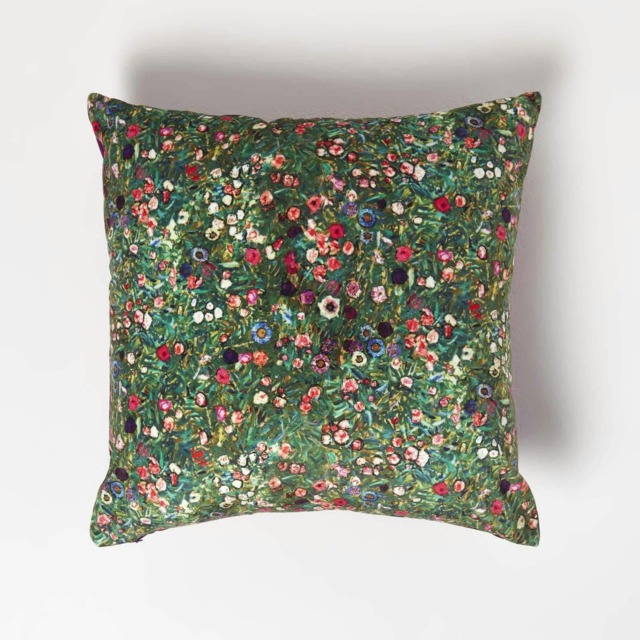 Homescapes Klimt's Italian Garden Velvet Cushion - 46 x 46 cm Pink 1