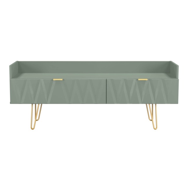 Dallas 2 Drawer TV Console Unit in Reed Green (Ready Assembled) Green Reed Green