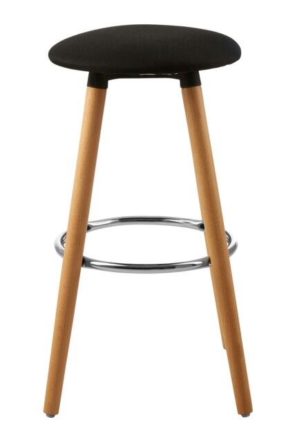 Interiors by Premier Black Round Bar Stool, Easy to Clean Kitchen Bar Stool, Footrest Barseat, Space-Saver Breakfast Stool