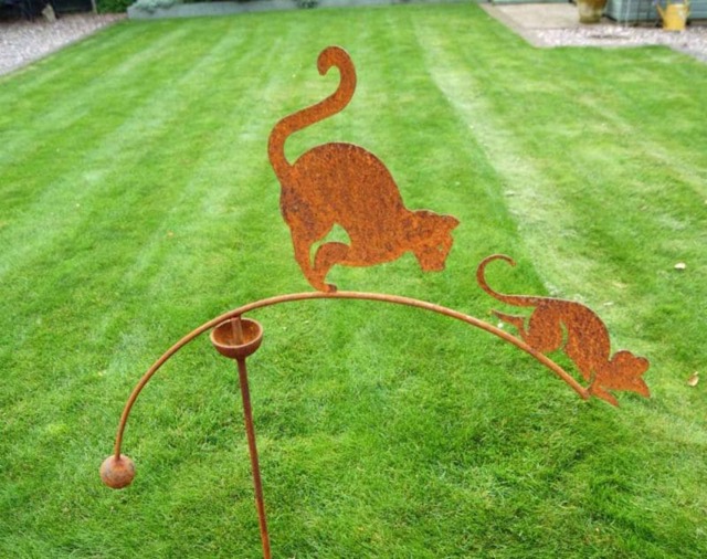 Cat & Mouse Wind Rocker Single Bare Metal - Ready to Rust - Steel - L66 x W54 x H148.5 cm