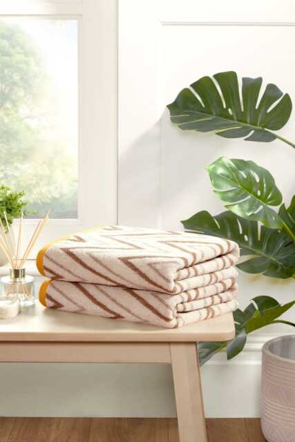 Helix Pure Cotton Bath Sheet Towels Set Of 2 Brown Bath sheet 2