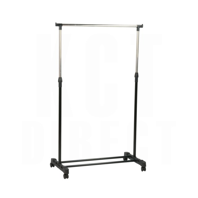 KCT Clothes Rail Single Adjustable Clothing Rack for Kids Bedroom Small Spaces Small Hanging Coat Dress Garment Display Stand Tidy Grey Silver