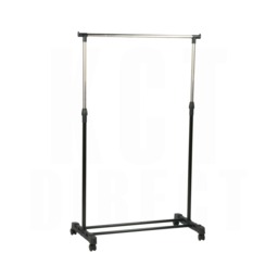 KCT Clothes Rail Single Adjustable Clothing Rack for Kids Bedroom Small Spaces Small Hanging Coat Dress Garment Display Stand Tidy Grey Silver