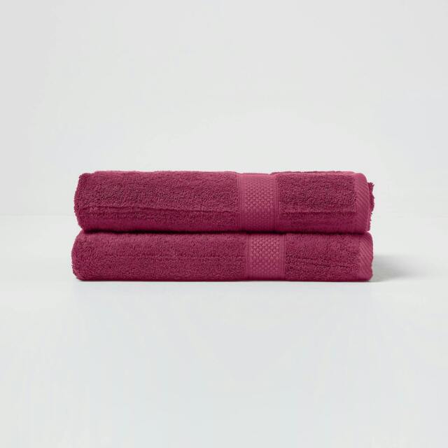 Homescapes Turkish Cotton Bath Towel Set of 4 - Burgundy Red Bath towel 4