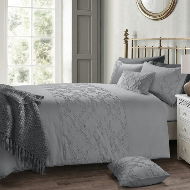 Intimates Kiera Tufted Duvet Cover & Pillowcase Set Grey Grey King