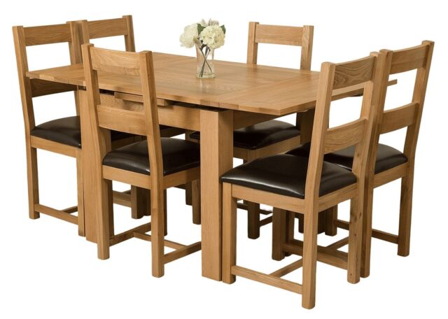 Richmond 90-150cm Square Oak Extending Dining Table and 6 Lincoln Chairs Brown Brown
